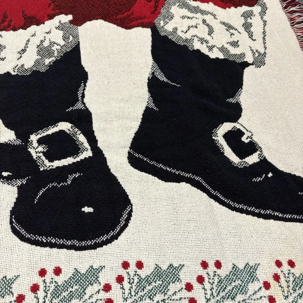 Vintage Santa Rocking Chair Toy Christmas Tapestry Throw Blanket 90s 64